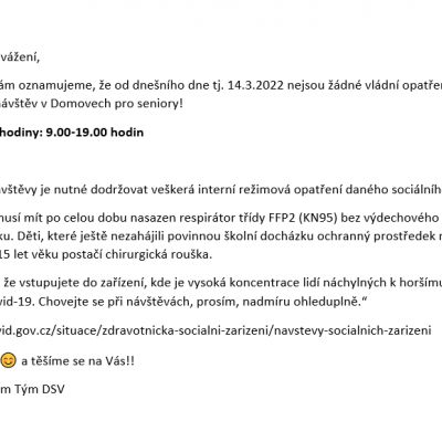 Změna návštěv od 14.3.2022